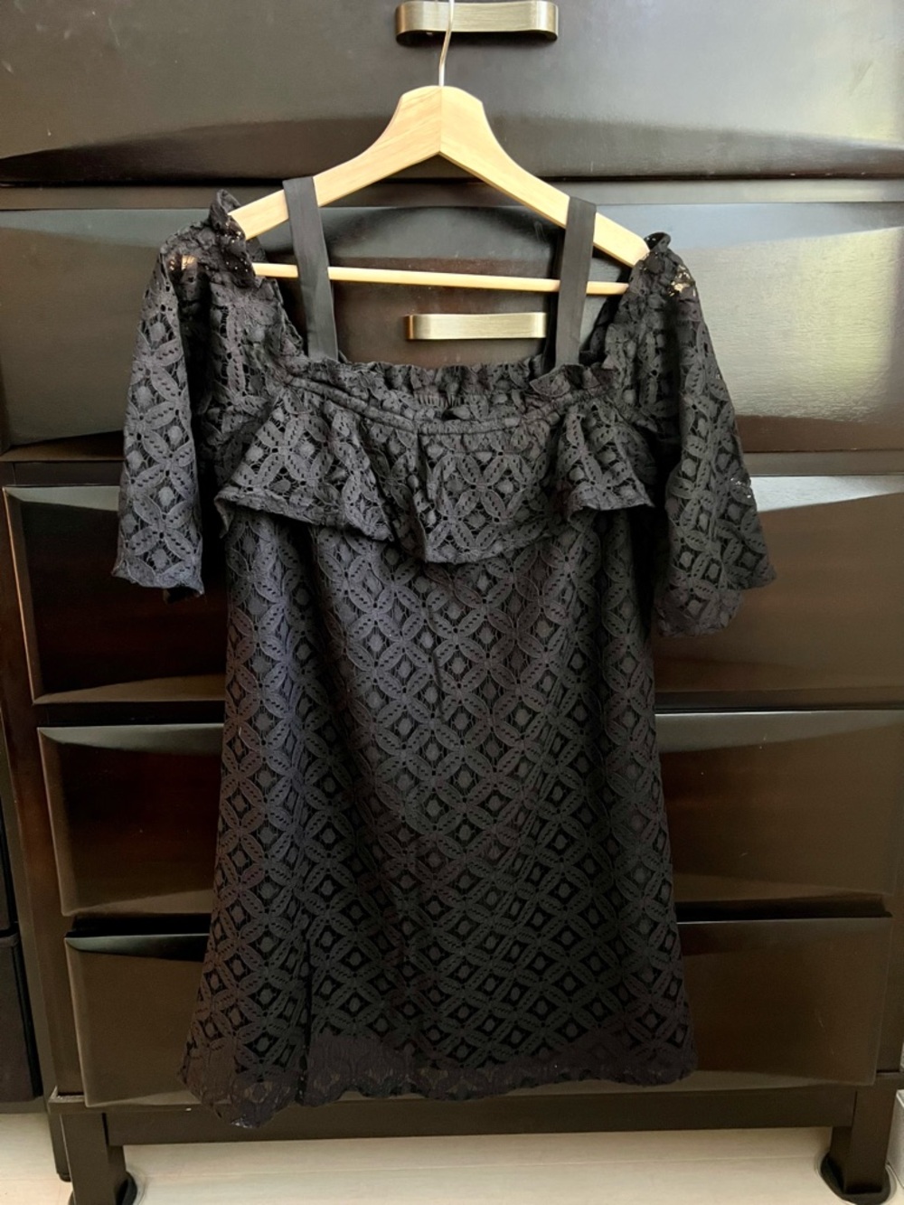New BCBGeneration Black Off-Shoulder Lace Dress